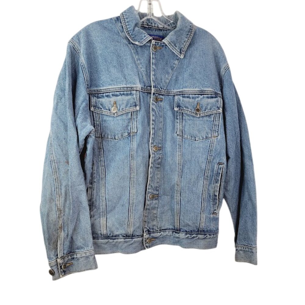 Pendleton Men's Blue Back Graphic Button-Front Denim Jacket Size M